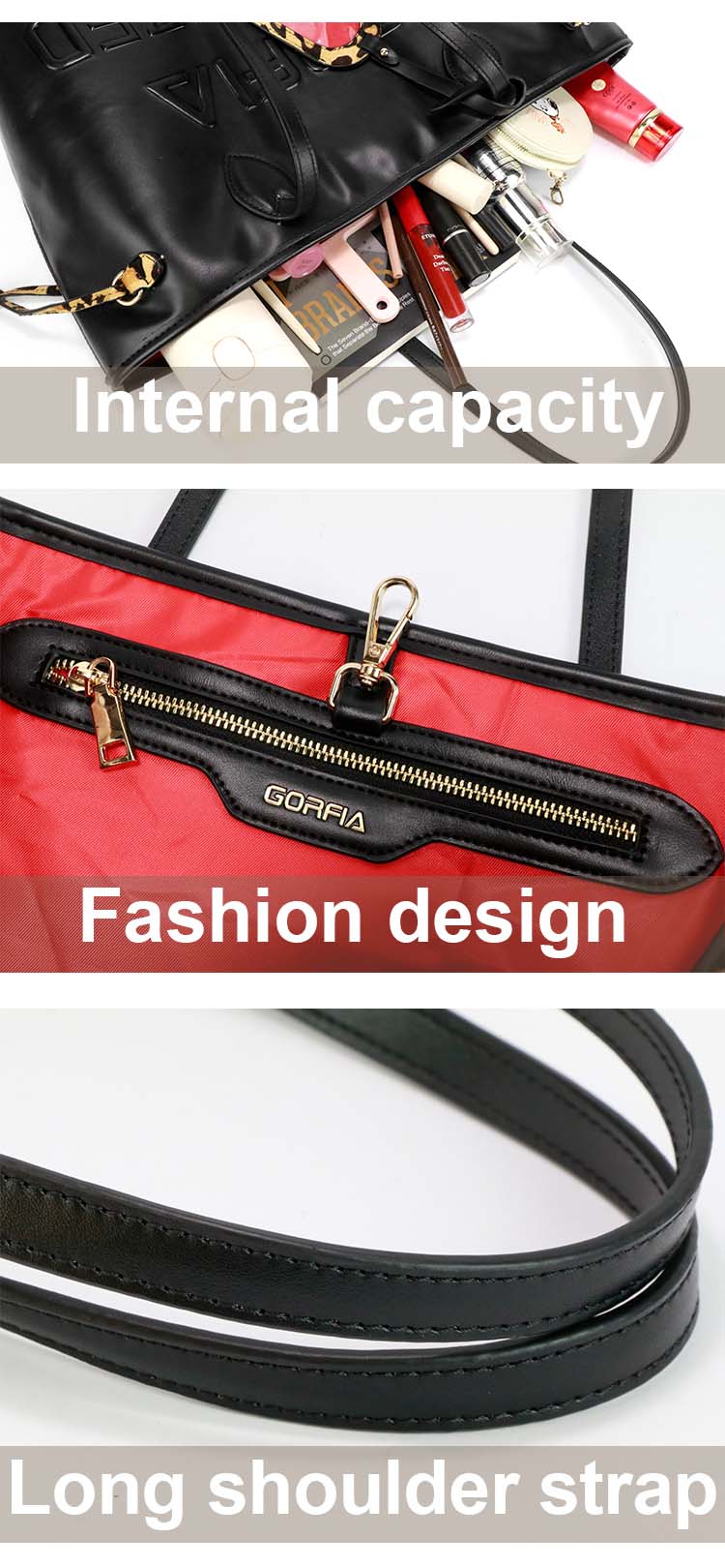 Large capacity leather handbag leopard print zero wallet set