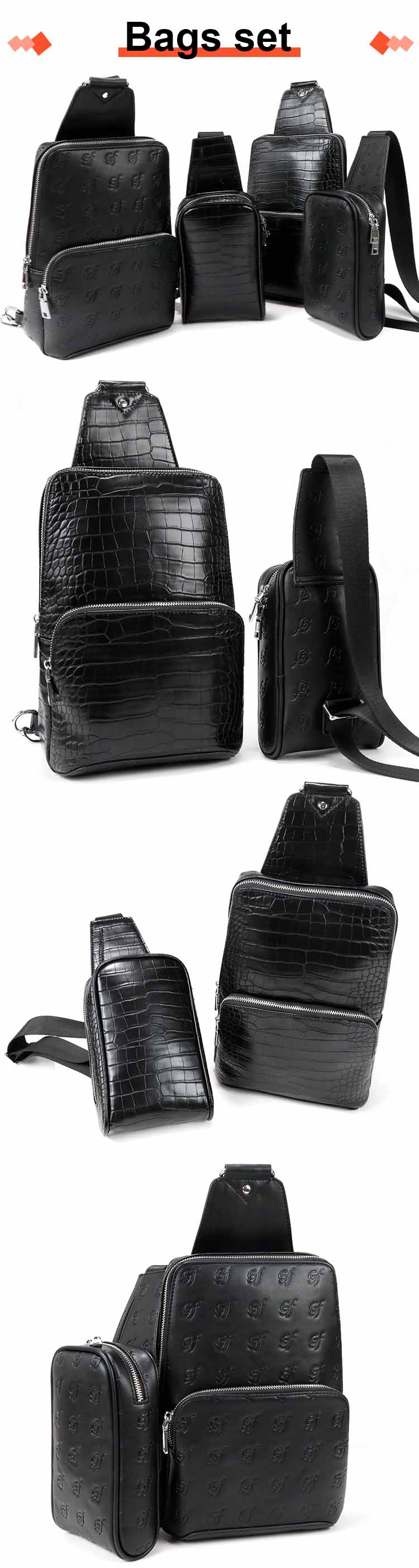 men's pu leather chest bag 