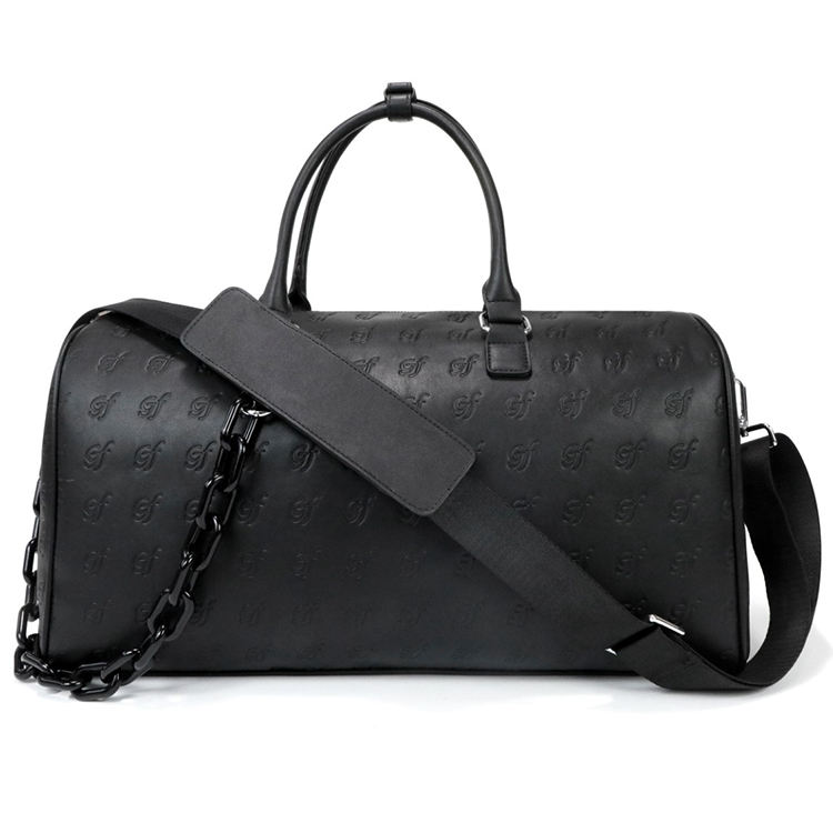 black leather travel bag