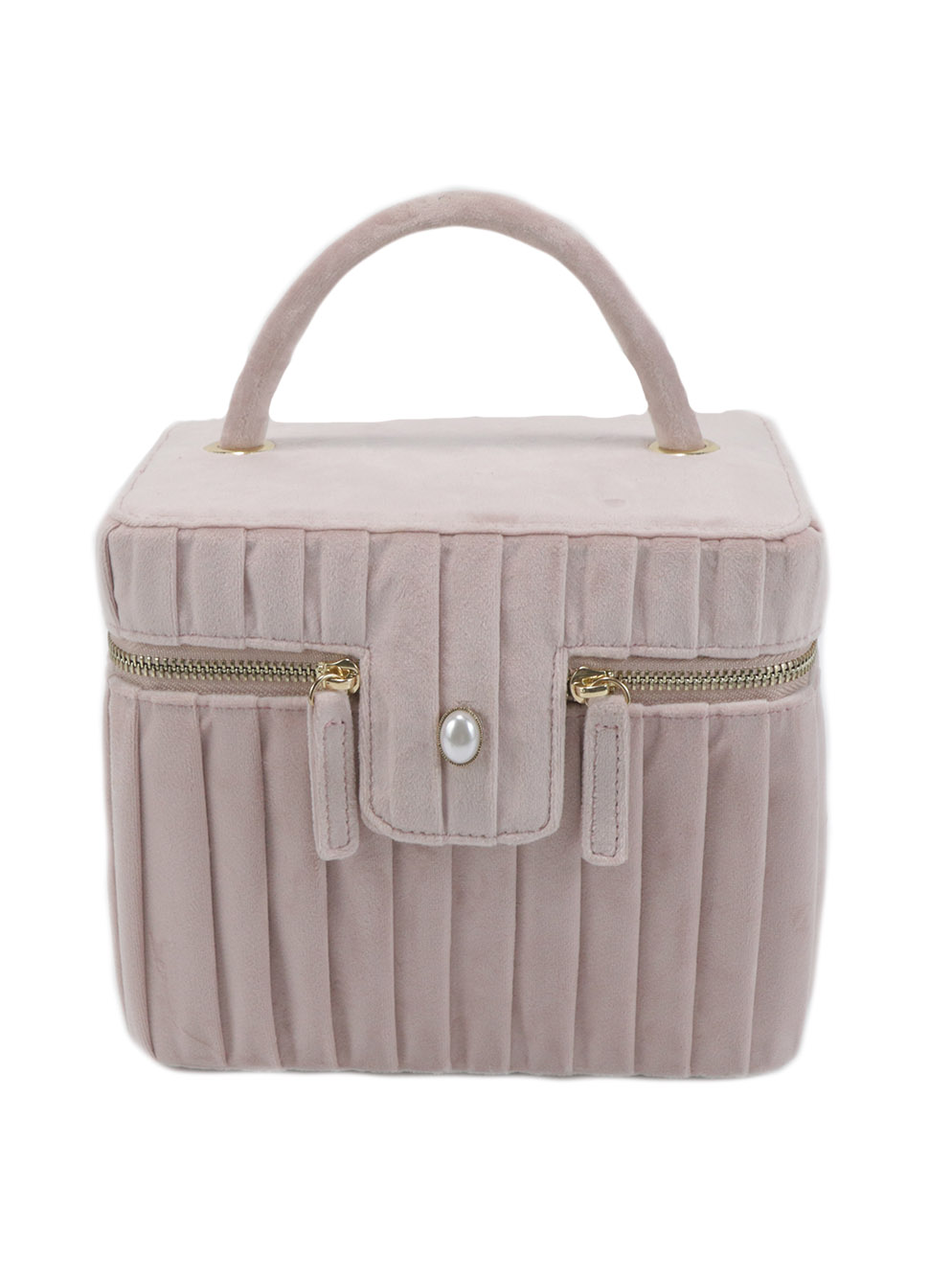 Pink fluffy portable jewelry box