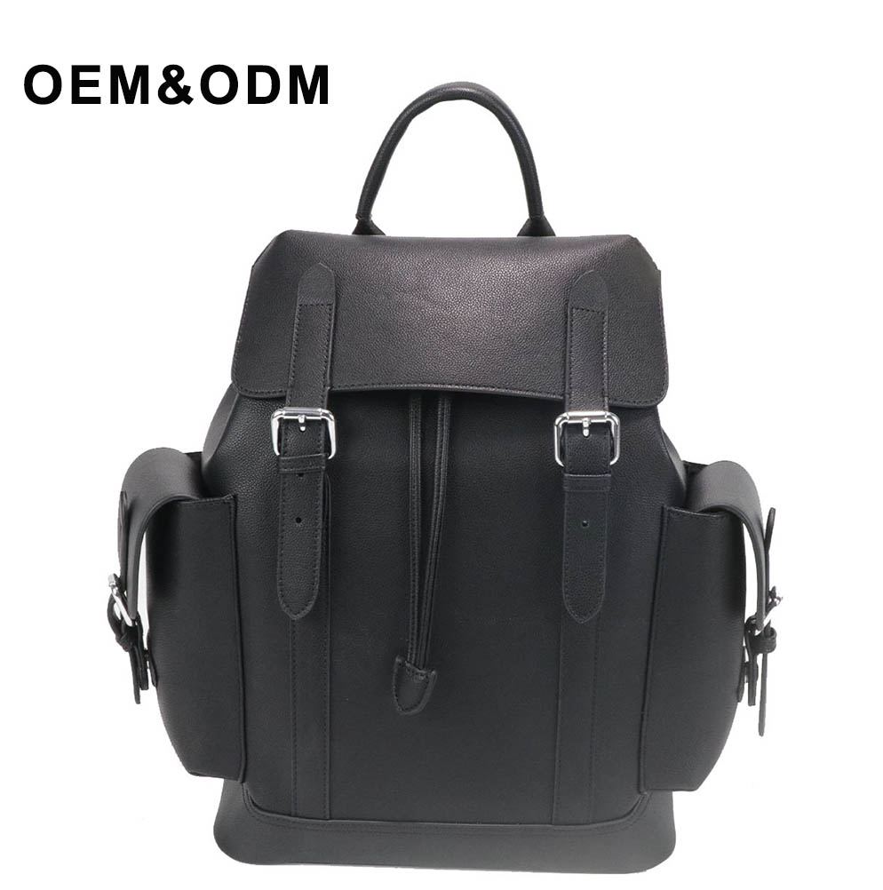 odm black leather backpack
