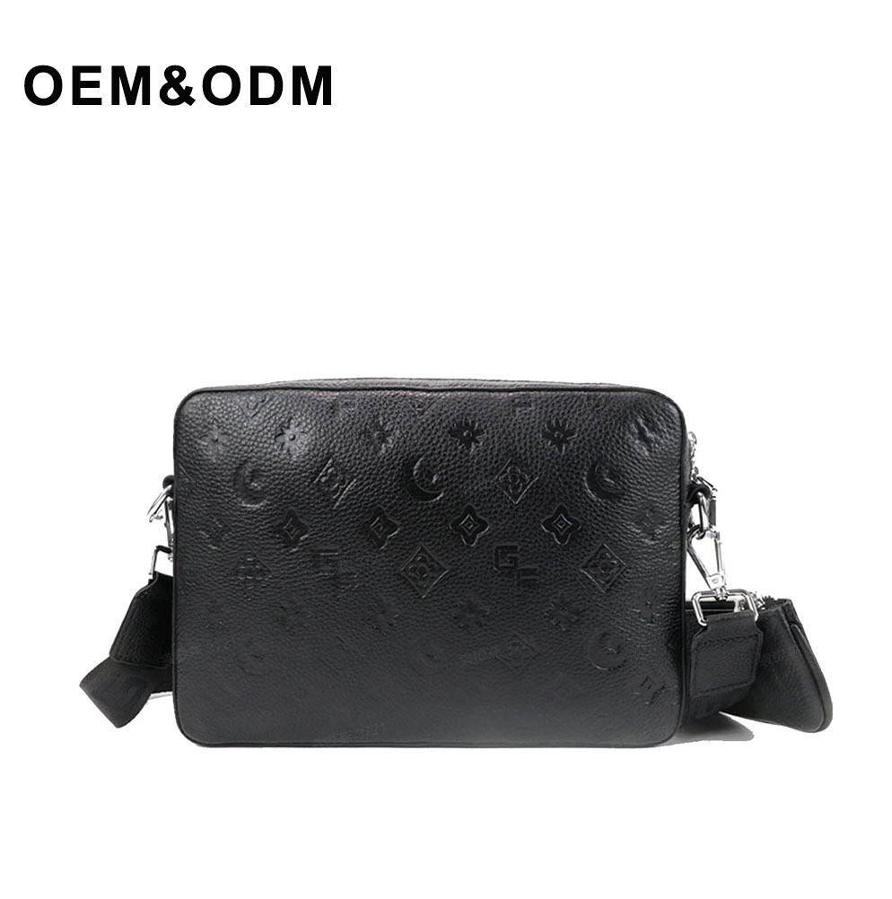 Black printed PU leather bag