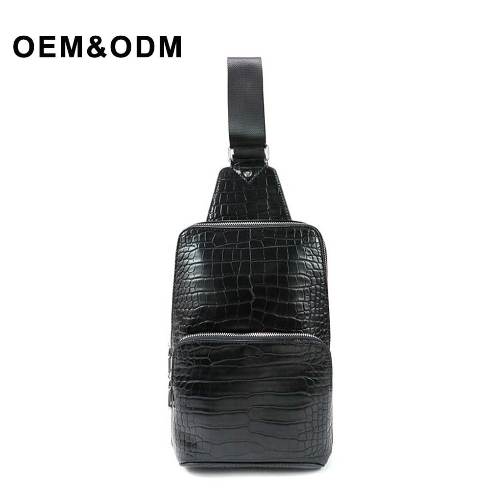 Mature black diagonal chest bag