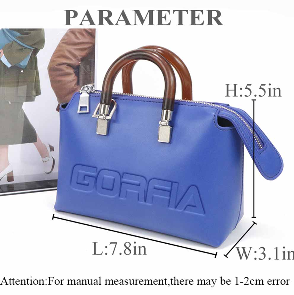 Blue soft PU handbag
