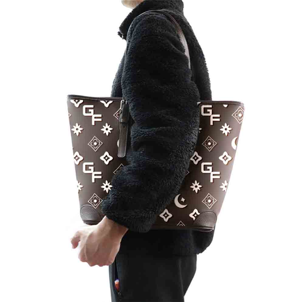 Brown embossed leather crossbody bag